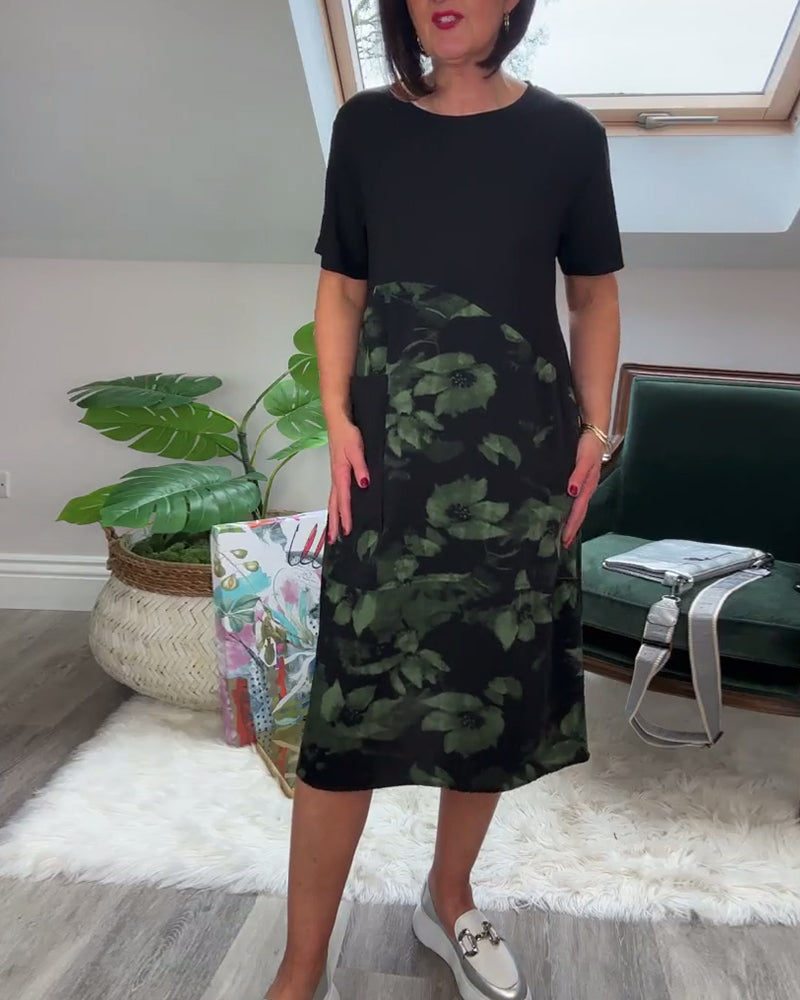 Jessie™ - Floral Print Patchwork Casual Dress