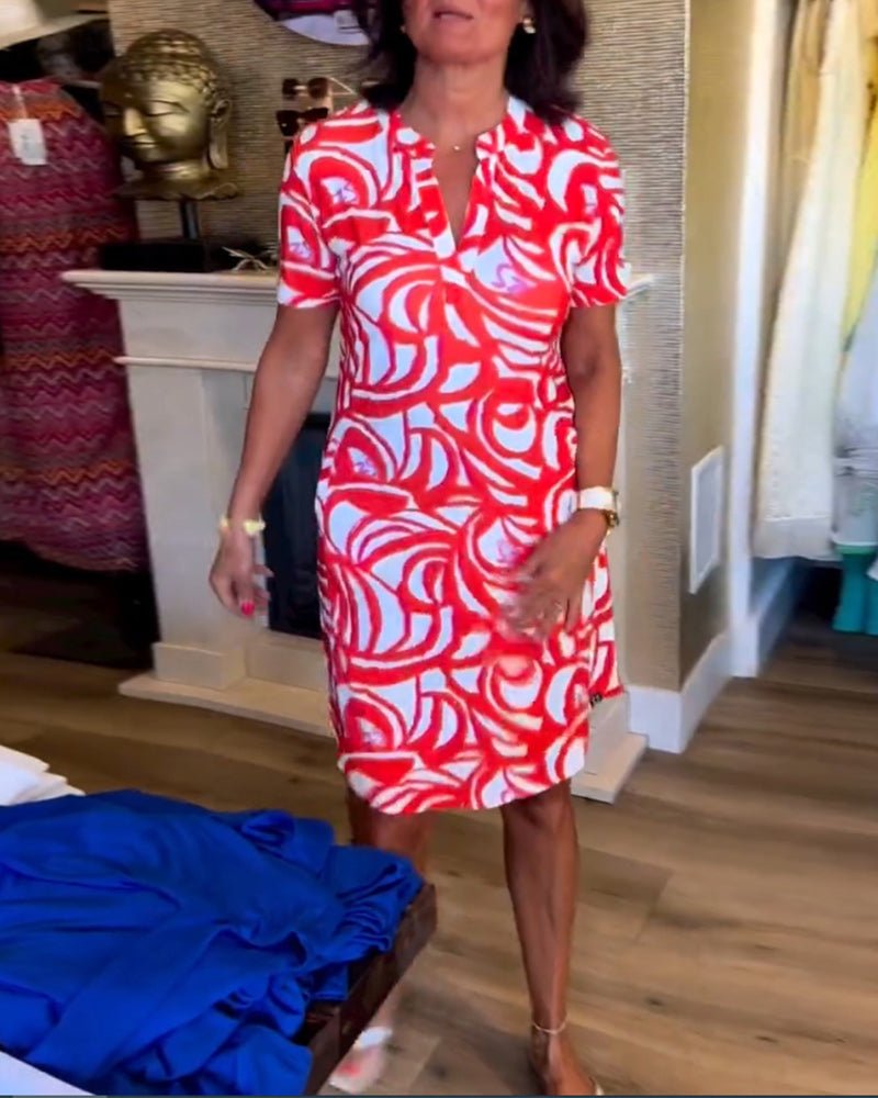 Mira™- V-Neck Printed Dress