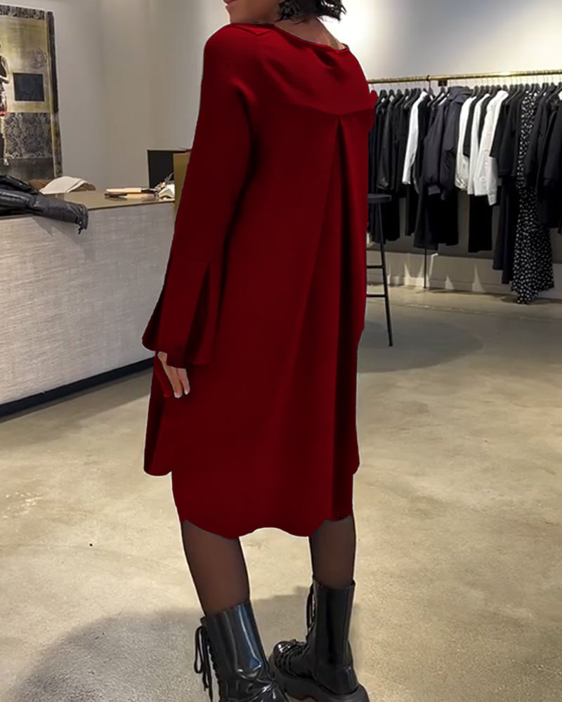 Jovalinne - Casual Flared Sleeve Dress