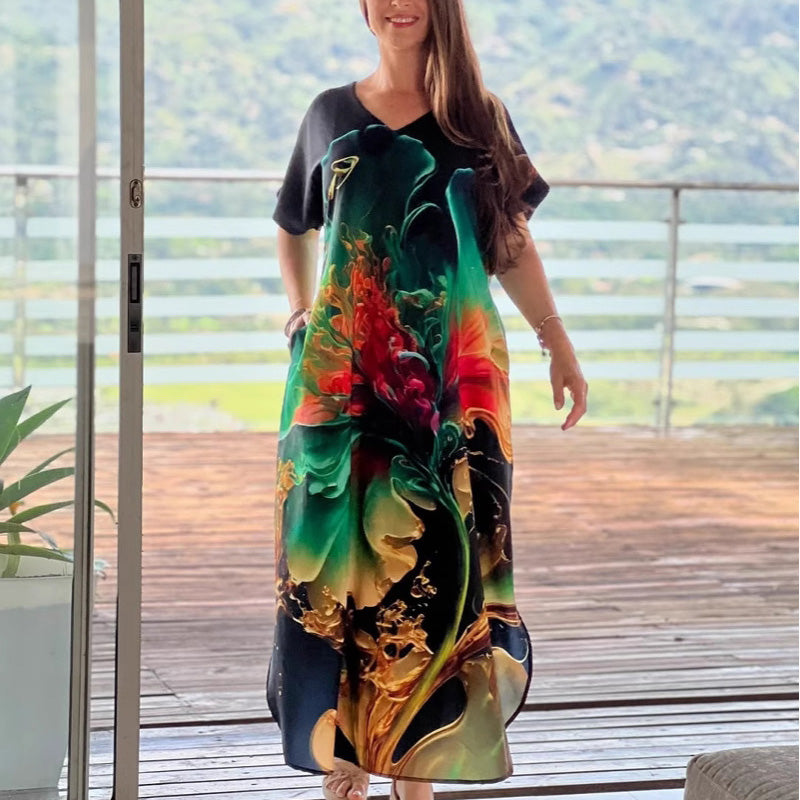 Tirena - Casual Printed Short Sleeve Dress