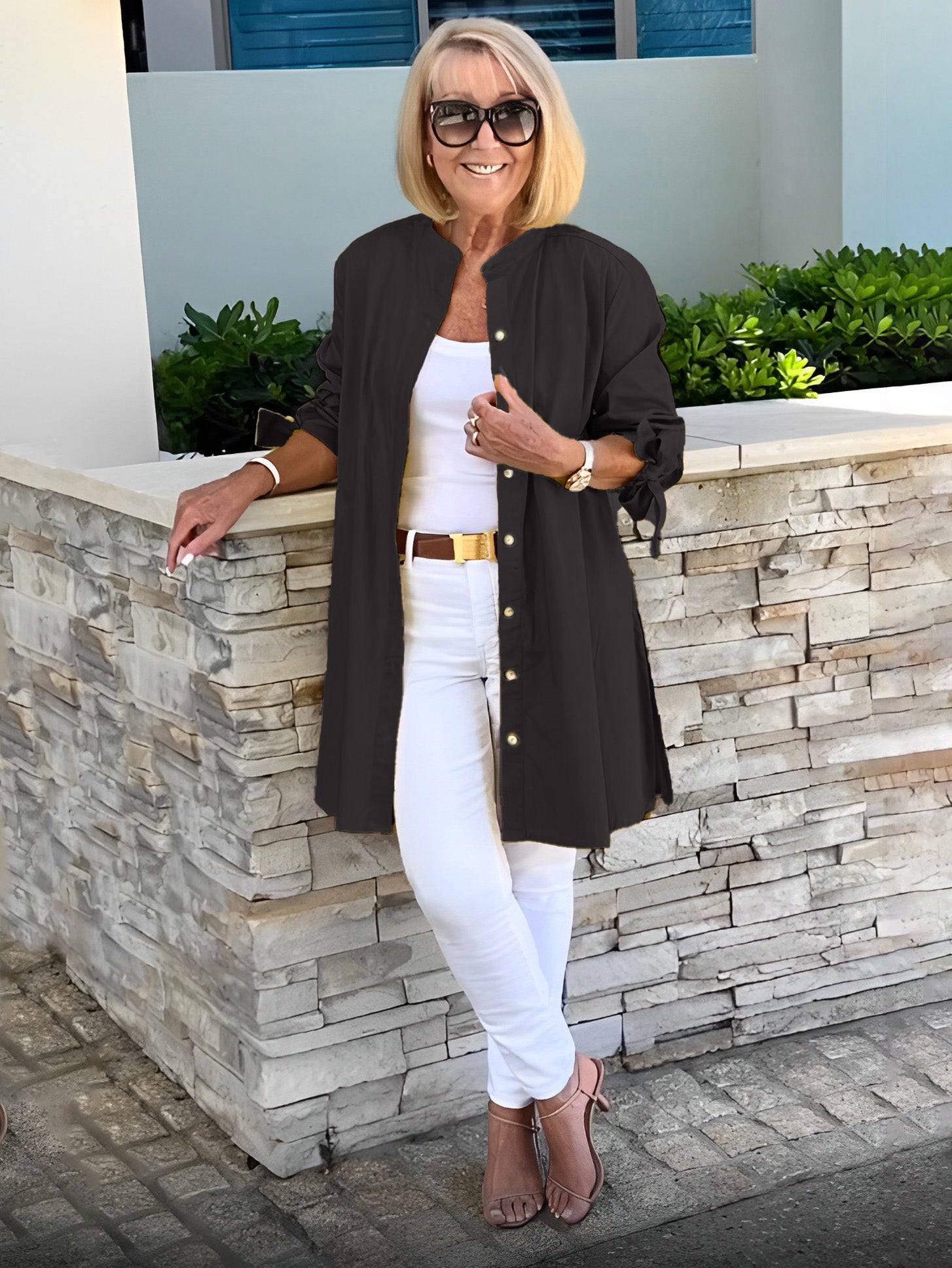 Liora™ – Long button-up cotton shirt jacket