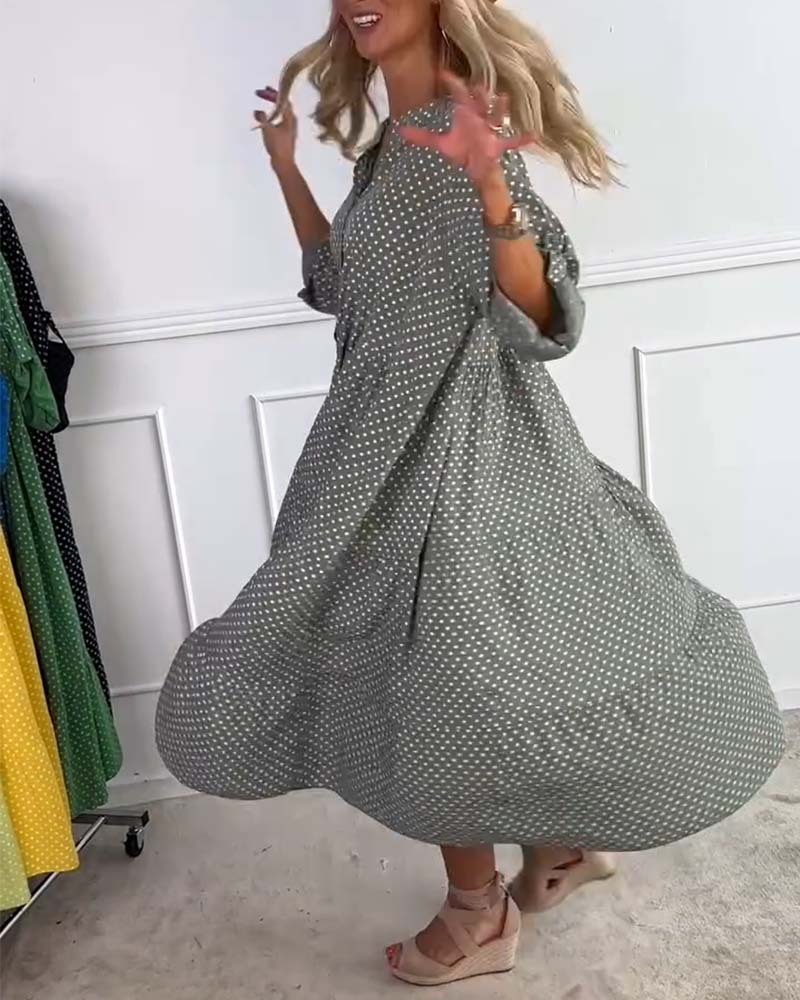Miralyn - Dress with mid-length sleeves and polka dots