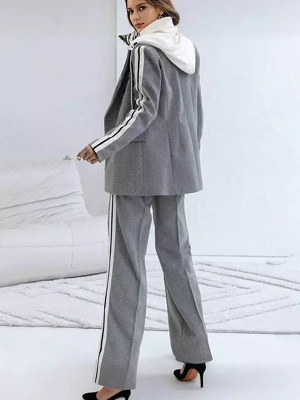 Gwenalyn - Hooded Blazer Jacket in Sporty Patchwork