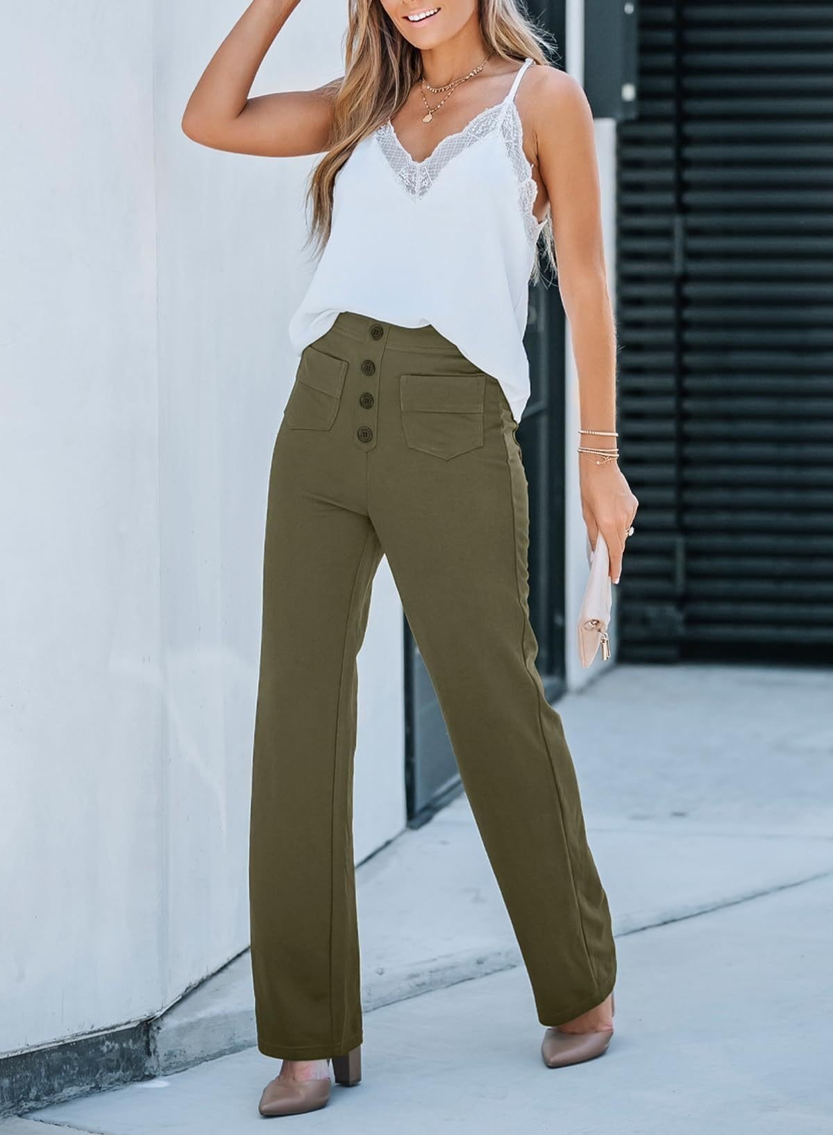 Nara - High elasticity - High-waisted casual pants with straight leg