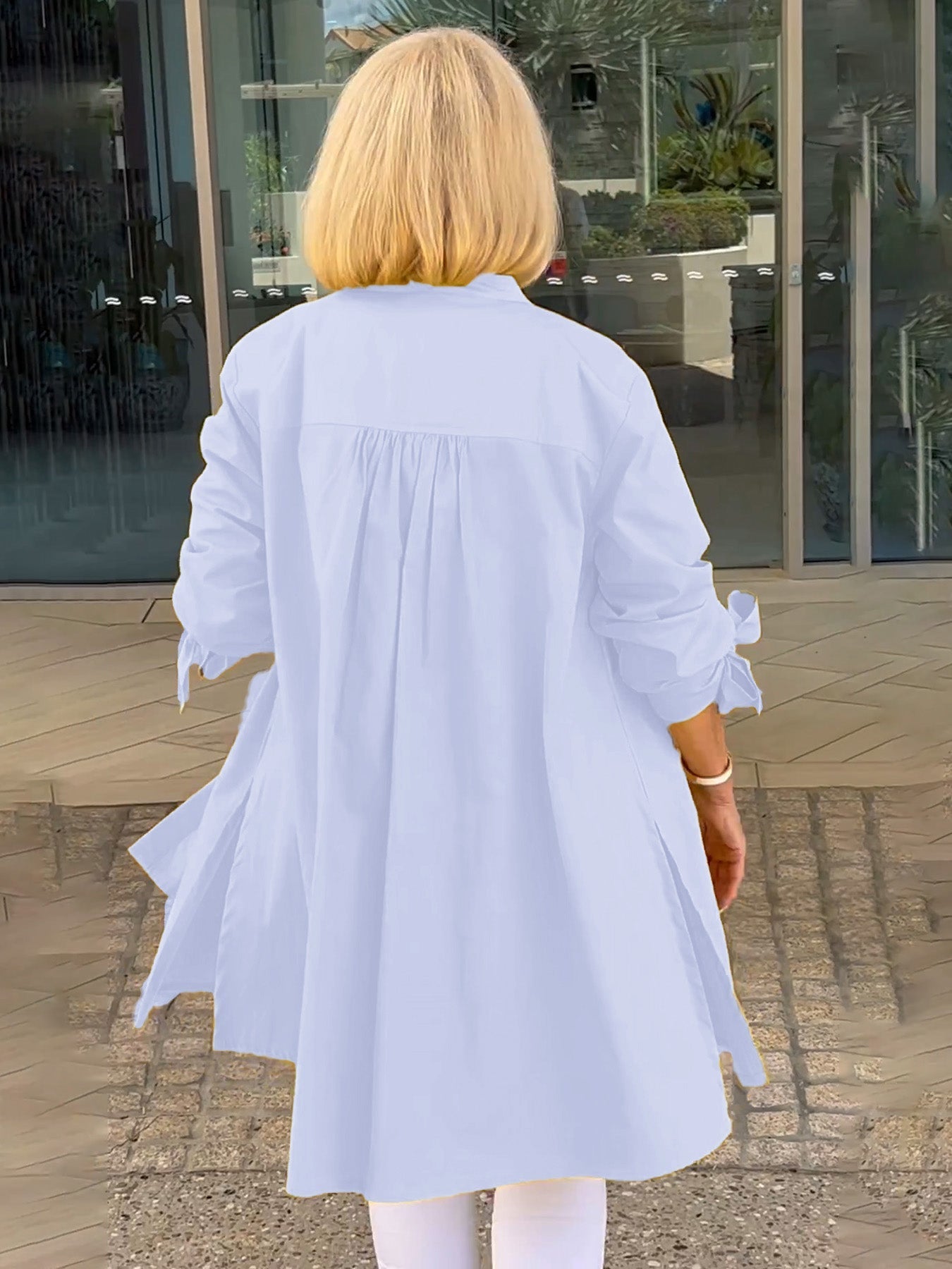 Liora™ – Long button-up cotton shirt jacket