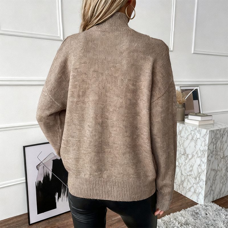 Avenelle - Women's Bold Wool Jumper with High Neck and Off-Shoulder Design