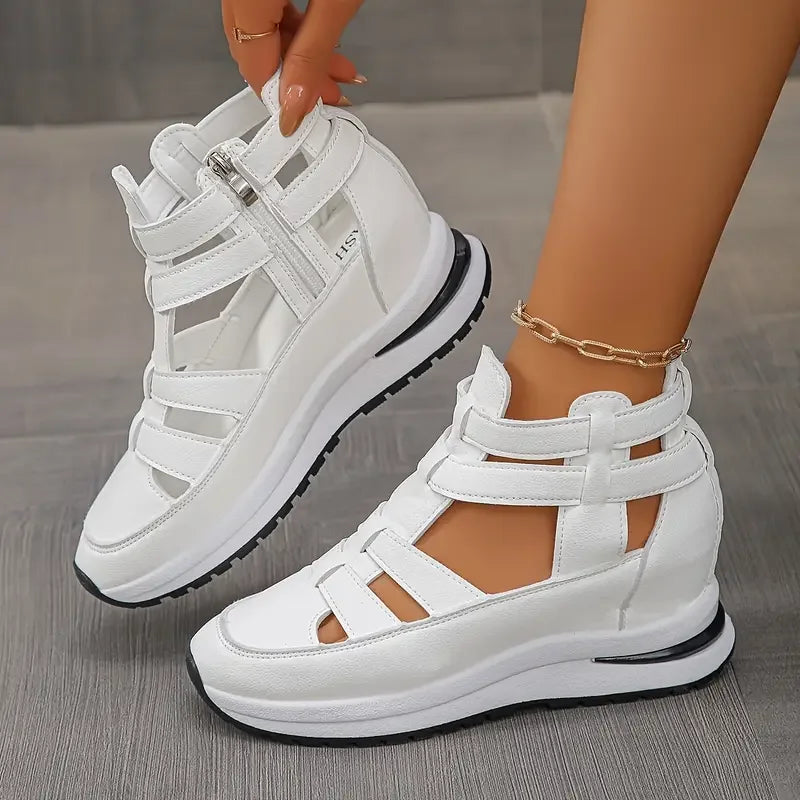 Romina - Elegant and lightweight wedge sandals with side zipper