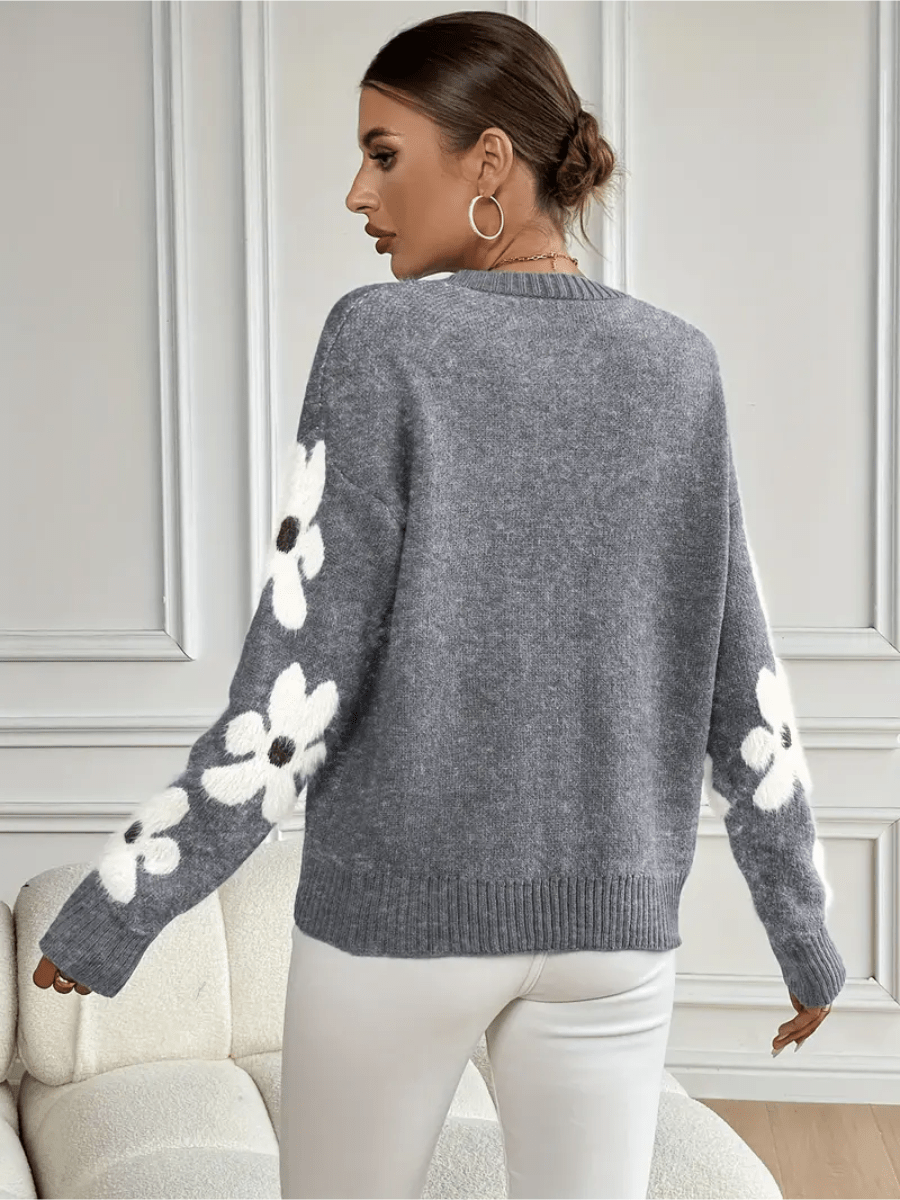 Nolira - Soft Knit Jumper with Elegant Floral Print