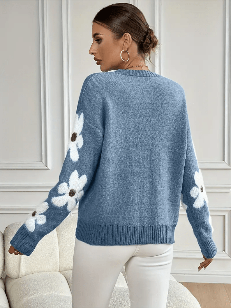 Nolira - Soft Knit Jumper with Elegant Floral Print