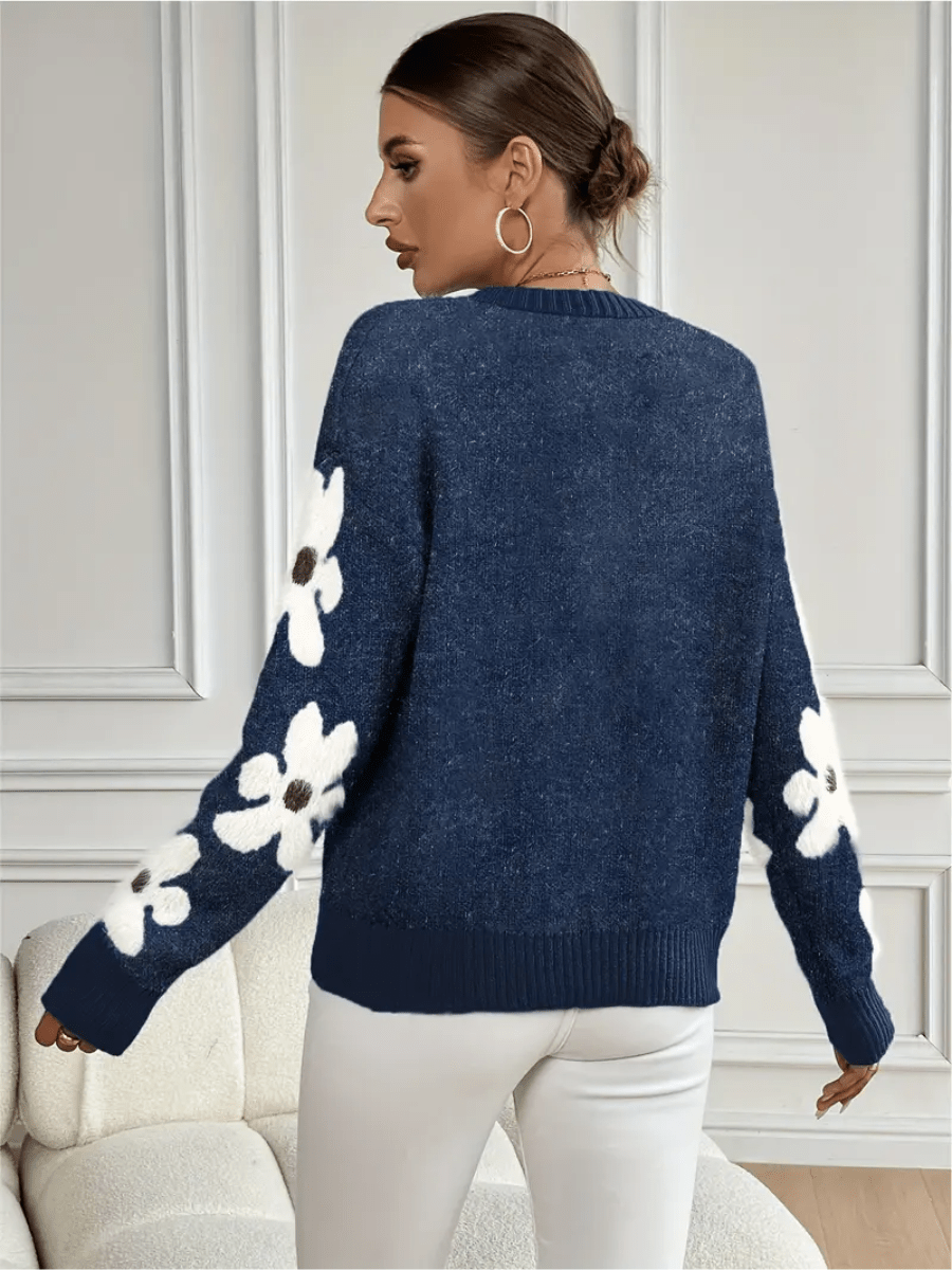 Nolira - Soft Knit Jumper with Elegant Floral Print