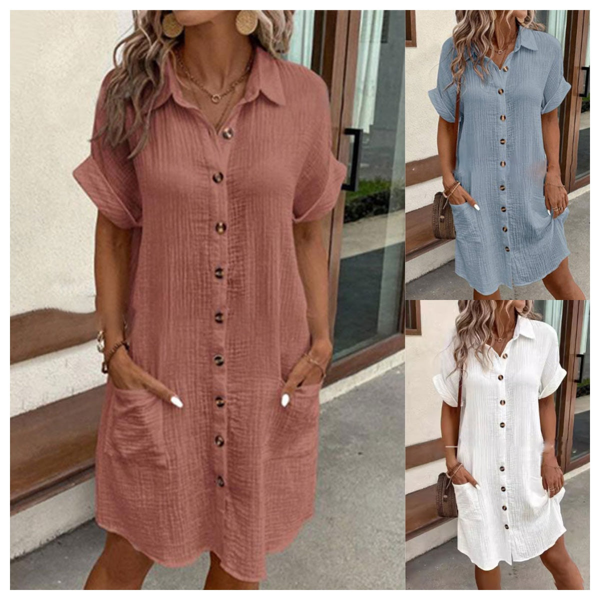 Nerina - Button-down Casual Shirt Dress