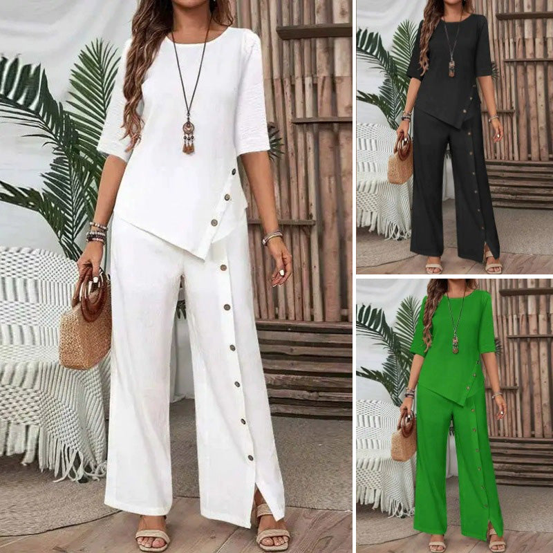 Amelina™ - Coordinating Set with Buttons for Elegant Casual Style