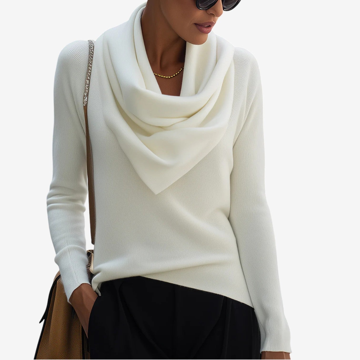 Kaliravine - Elegant Draped Neck Jumper