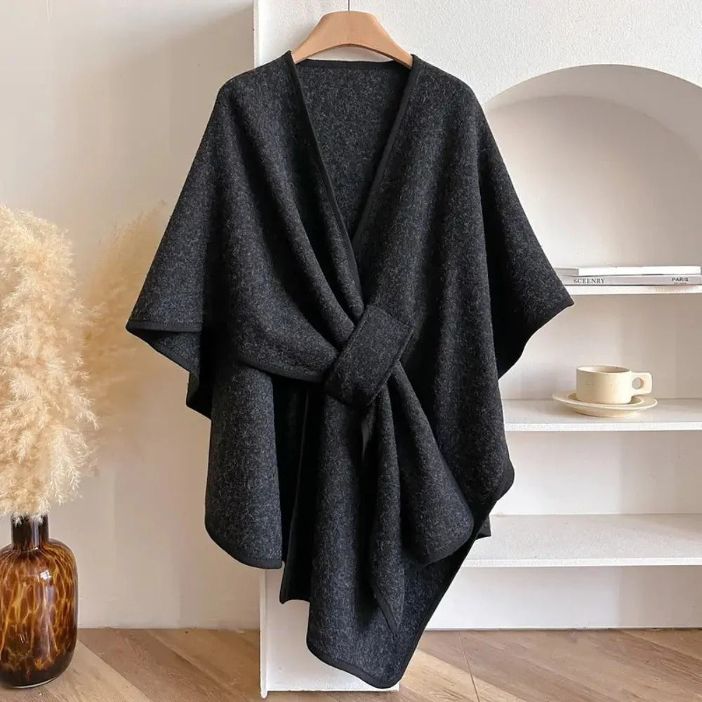 Brivana - Long Soft Wool Poncho Scarf
