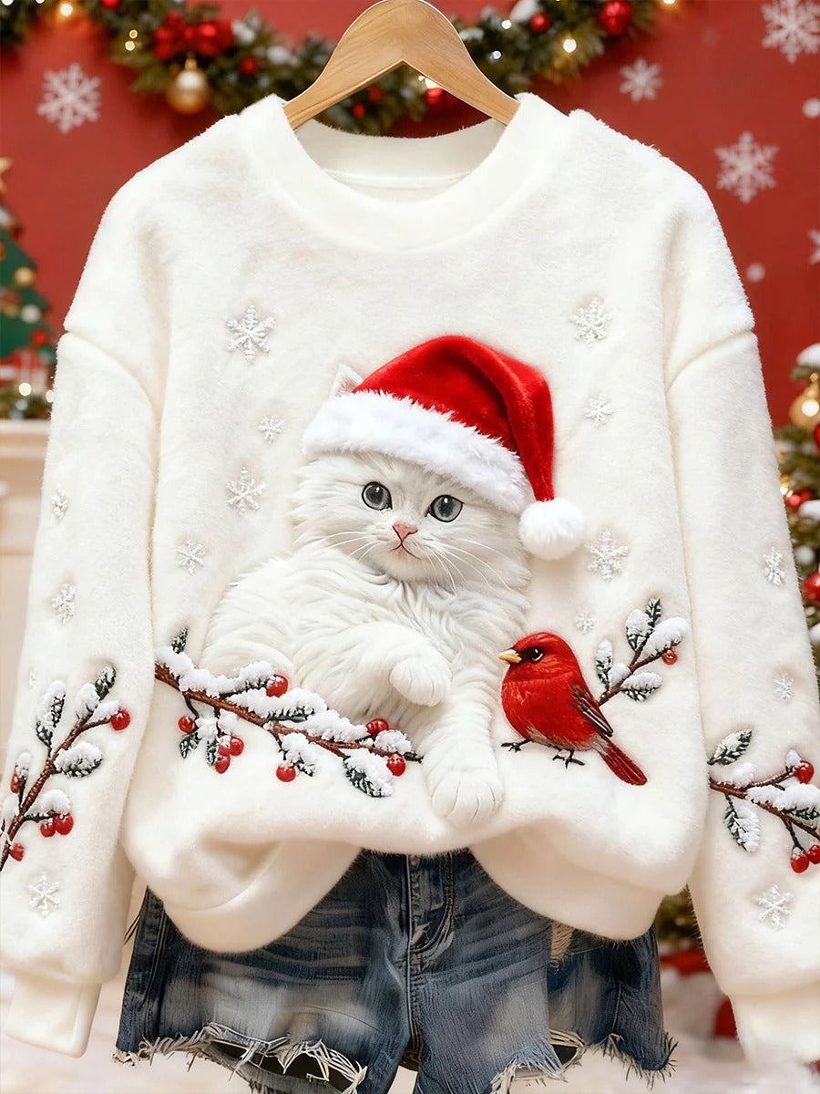 Lunaviera - Flannel Hoodie Christmas Cat