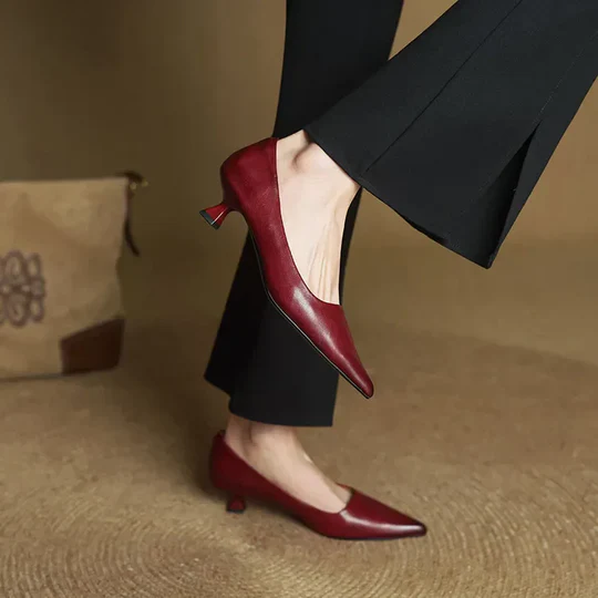 Lunessae - Genuine Leather Elegant Heeled Court Shoes