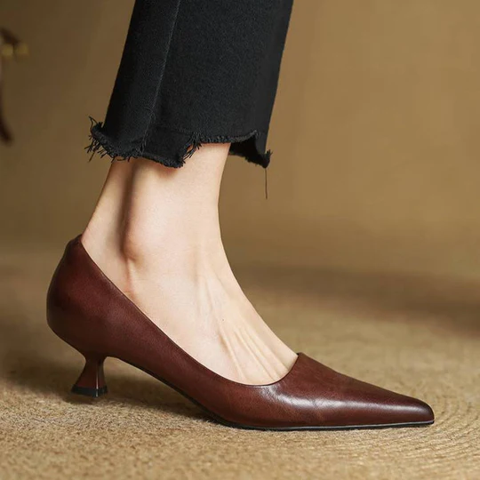 Lunessae - Genuine Leather Elegant Heeled Court Shoes