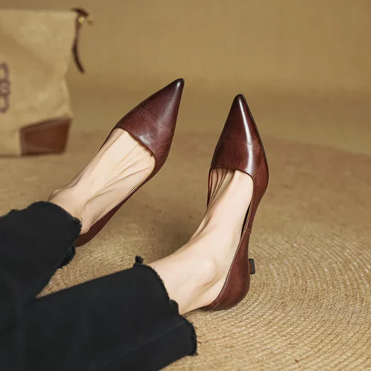 Lunessae - Genuine Leather Elegant Heeled Court Shoes