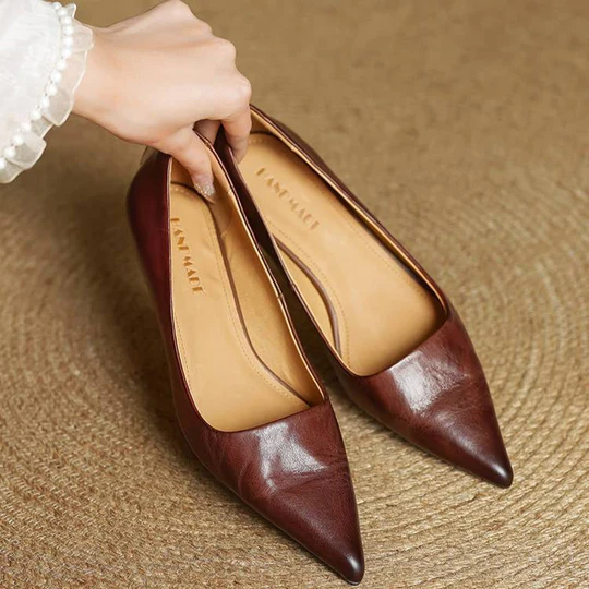 Lunessae - Genuine Leather Elegant Heeled Court Shoes