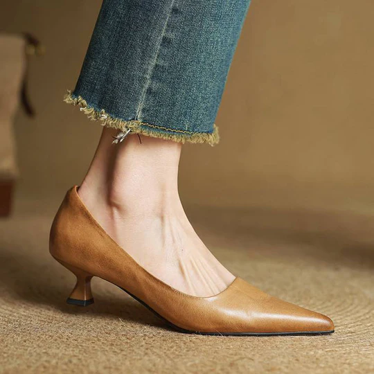 Lunessae - Genuine Leather Elegant Heeled Court Shoes