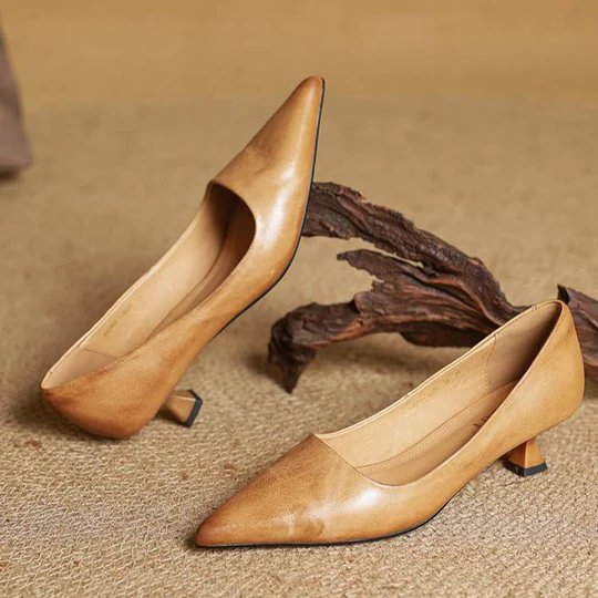 Lunessae - Genuine Leather Elegant Heeled Court Shoes