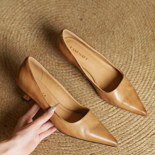 Lunessae - Genuine Leather Elegant Heeled Court Shoes