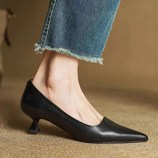 Lunessae - Genuine Leather Elegant Heeled Court Shoes