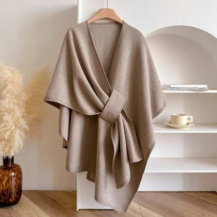 Brivana - Long Soft Wool Poncho Scarf