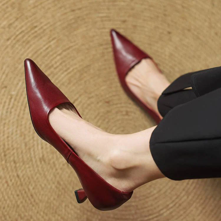 Lunessae - Genuine Leather Elegant Heeled Court Shoes