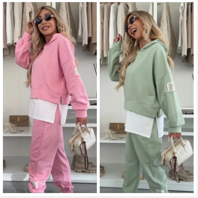 Philippine™ - Patchwork Sweatshirtset met Capuchon