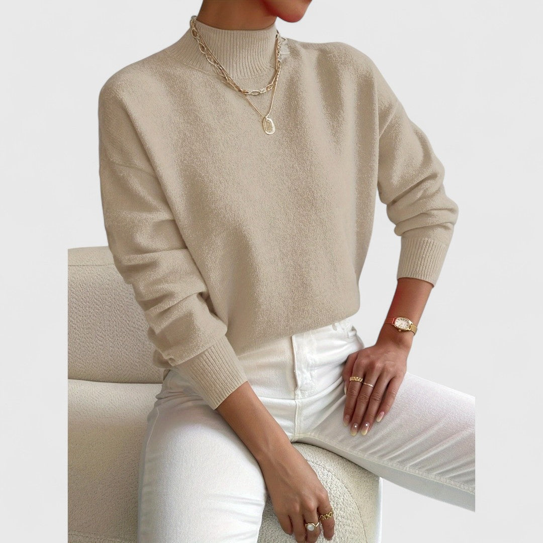 Gwenarae - Classic Polo Neck Jumper for Women