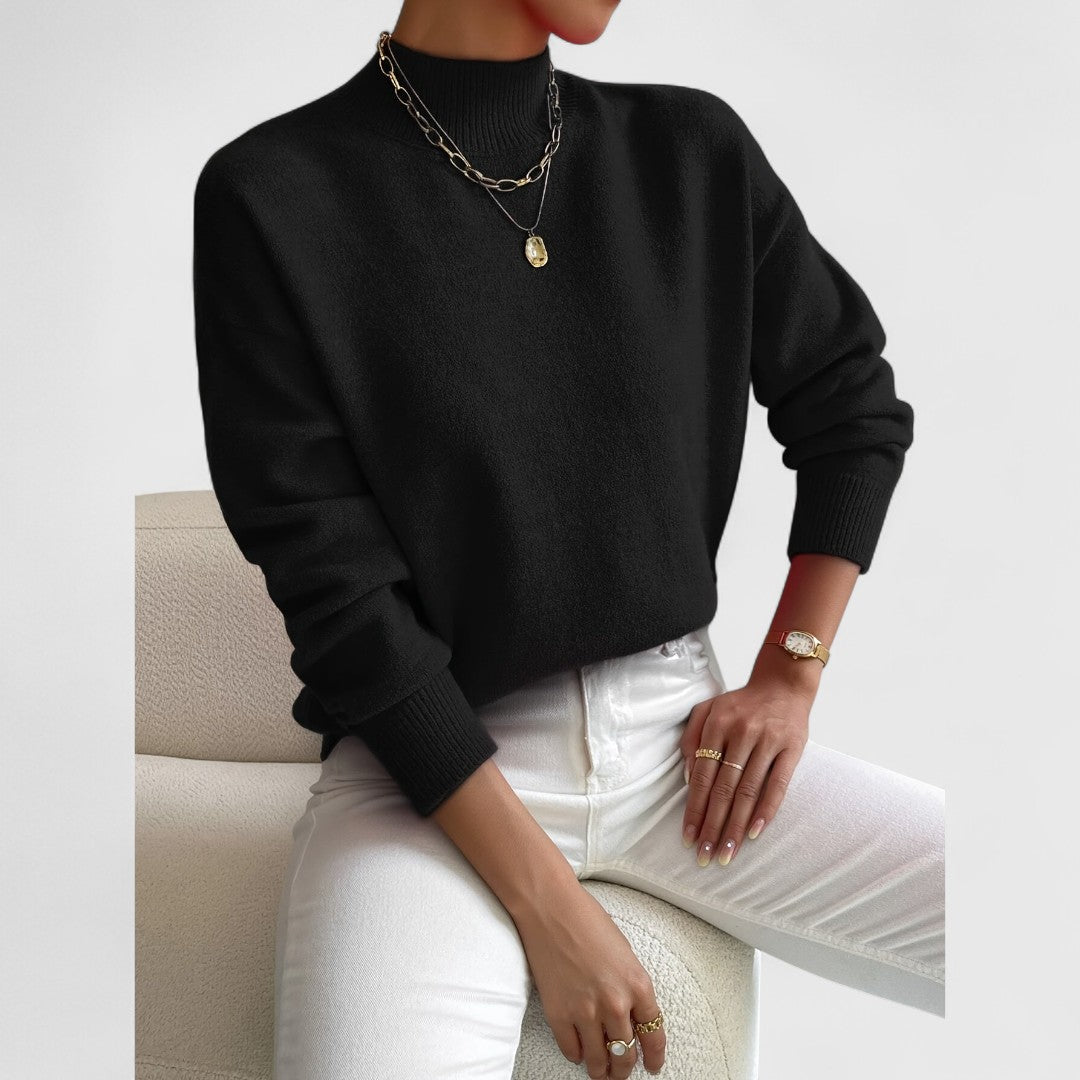 Gwenarae - Classic Polo Neck Jumper for Women