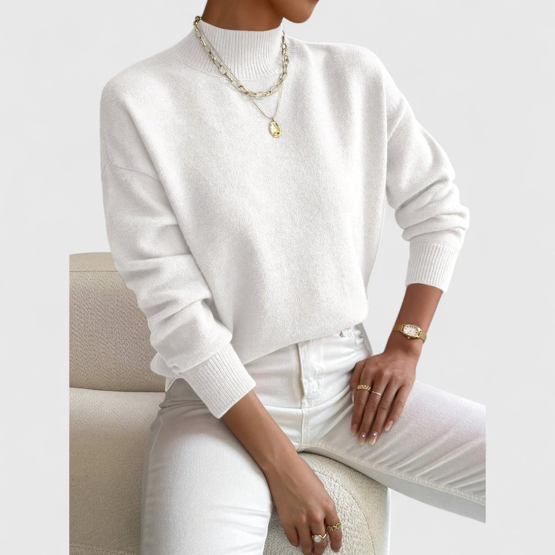 Gwenarae - Classic Polo Neck Jumper for Women