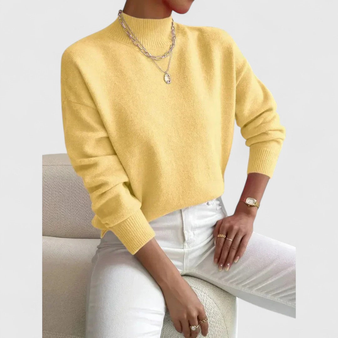 Gwenarae - Classic Polo Neck Jumper for Women