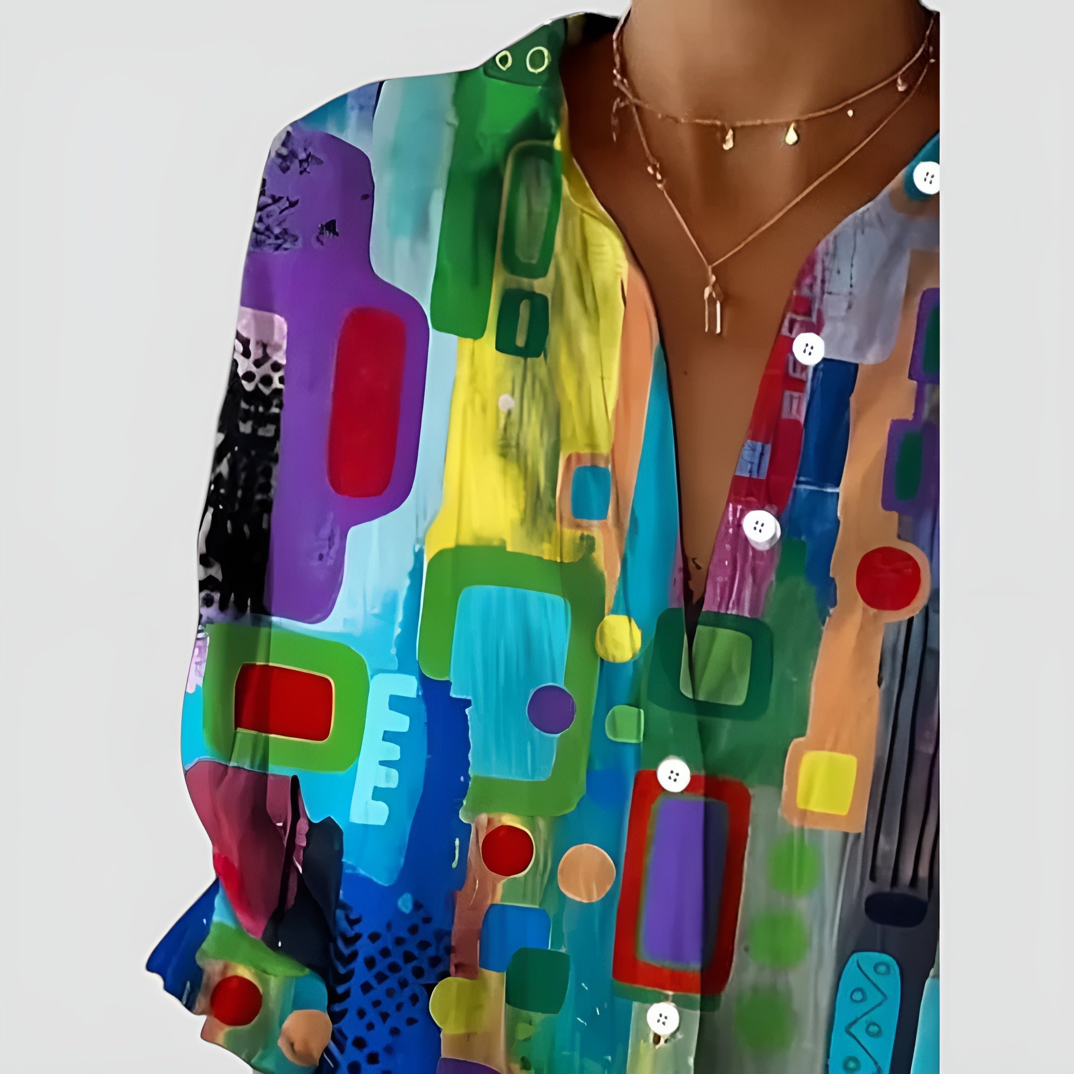 Cerelia™ - Comfortable Blouse with Geometric Pattern for Modern Everyday Style