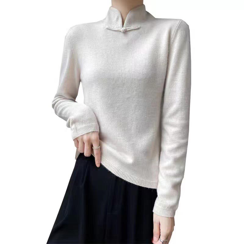 Jovienna - Elegant High Neck Winter Jumper with Vintage Fastening