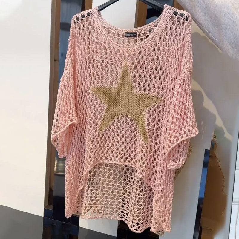 Honoria - Women's Fashion Crochet Knit Top Round Neck Network