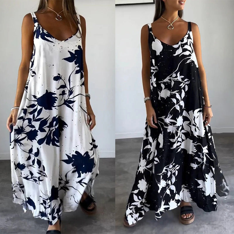 Celestia - Women's sleeveless cotton floral summer dress
