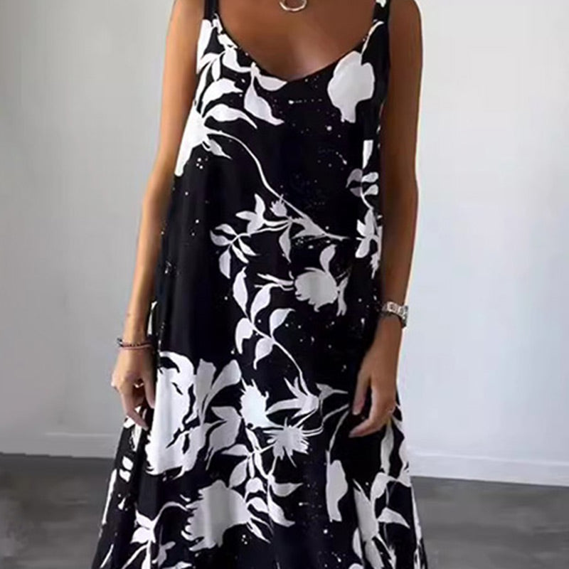 Celestia - Women's sleeveless cotton floral summer dress