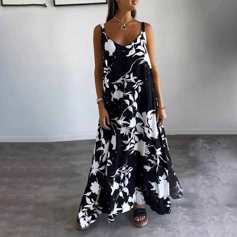 Celestia - Women's sleeveless cotton floral summer dress