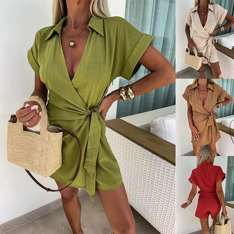 Lexa - Women's glamorous cotton and linen jumpsuit