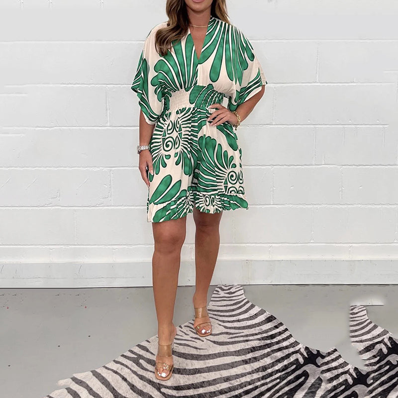 Amani™ - Women's Casual Jumpsuit with Vegetal Print