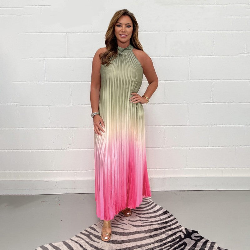 Orlena - Graduated pleated halter dress