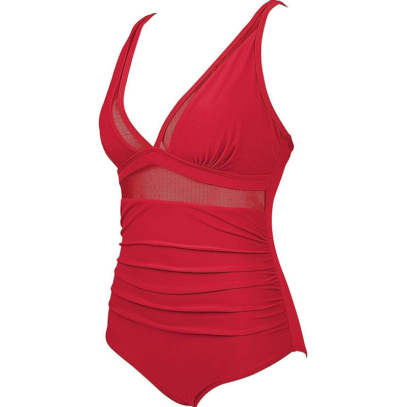 Nessa - Women's contrasting knit gathered one-piece swimsuit