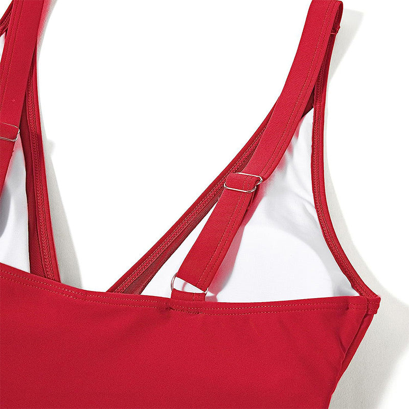 Nessa - Women's contrasting knit gathered one-piece swimsuit