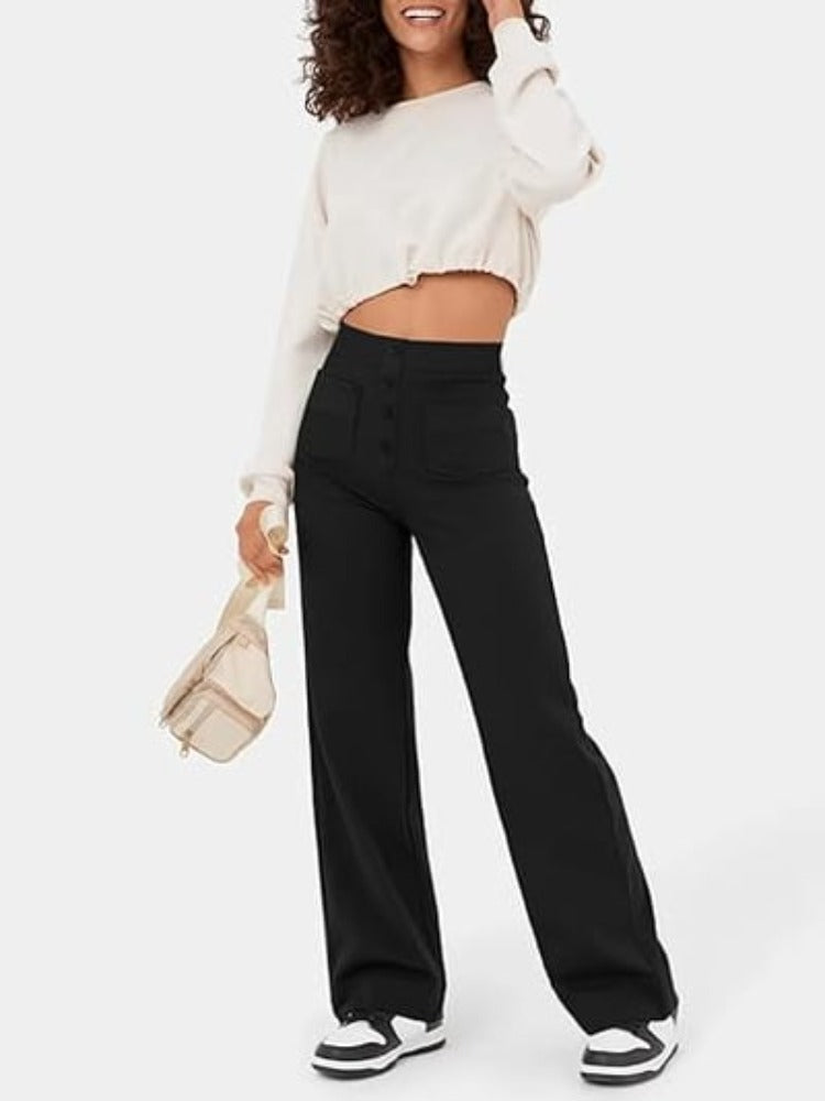 Nara - High elasticity - High-waisted casual pants with straight leg