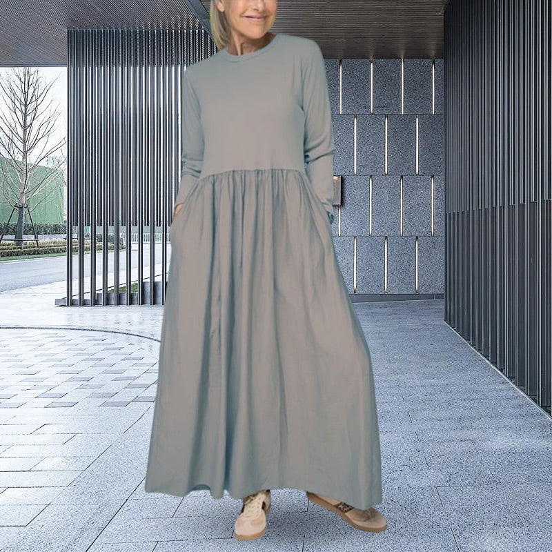 Louane - Fluid mesh midi dress with long sleeves