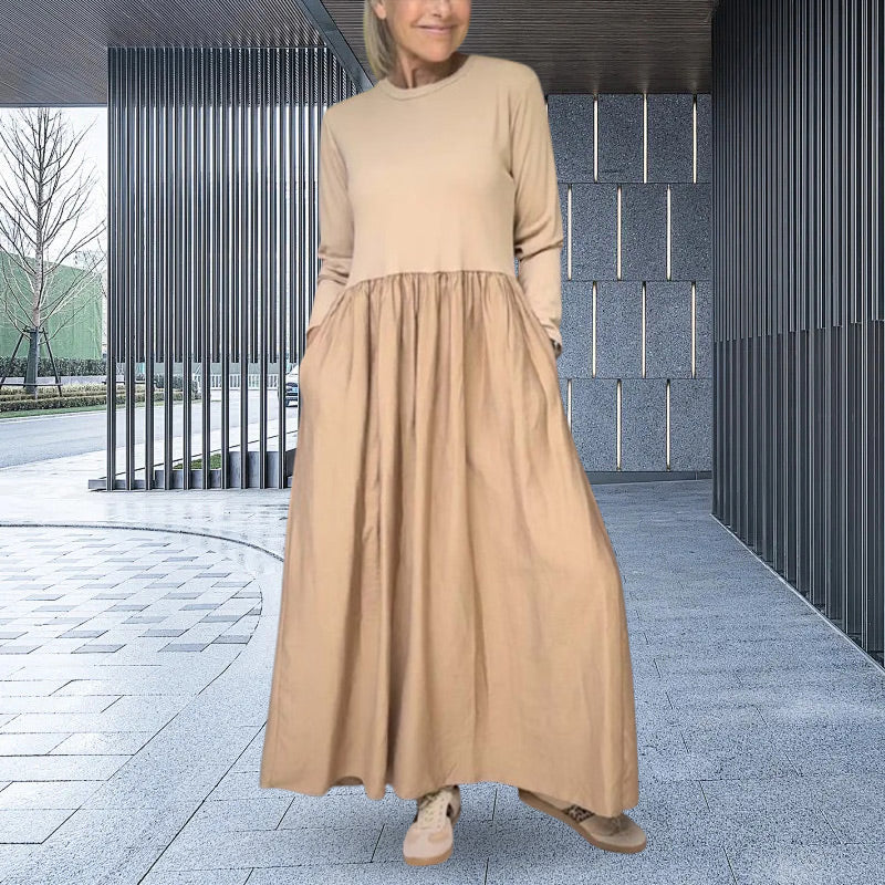 Louane - Fluid mesh midi dress with long sleeves
