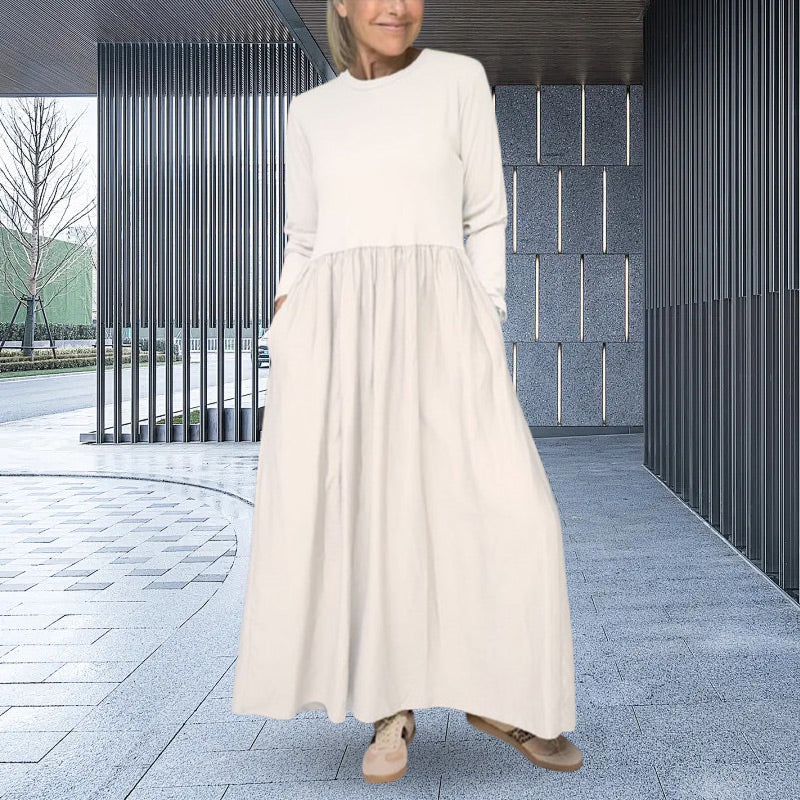 Louane - Fluid mesh midi dress with long sleeves