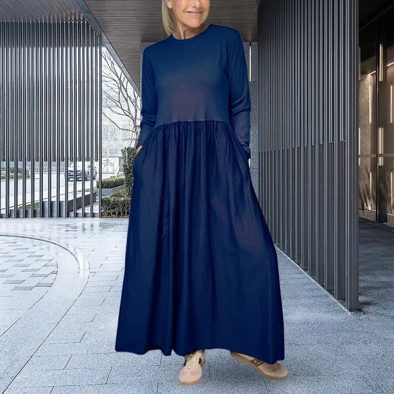 Louane - Fluid mesh midi dress with long sleeves